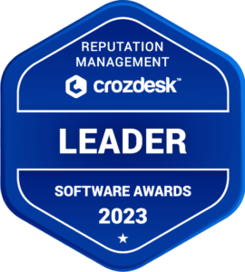 2023 Leader in Reputation Management Software Award, awarded to ReviewInc by crozdesk