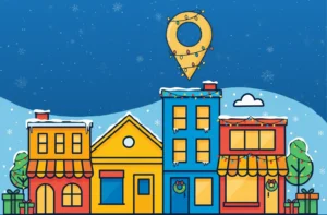 A graphic style image showing business updating holiday listings