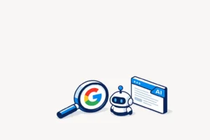 Google G next to a robot symbolizing AI search