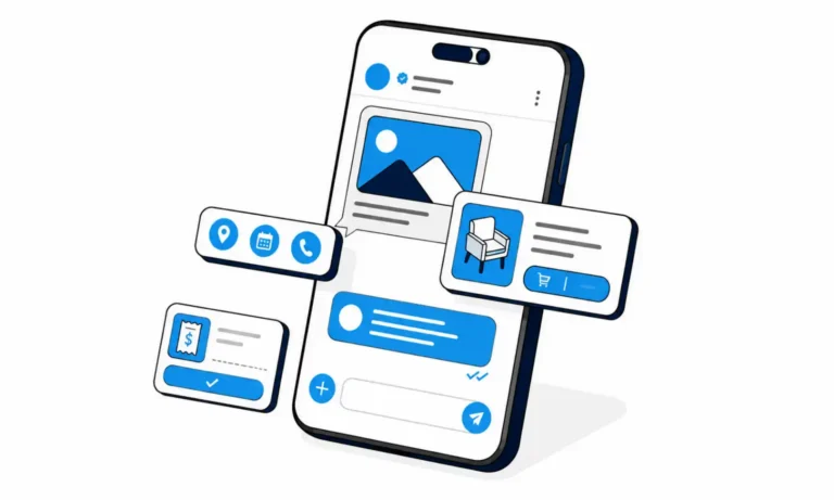 Illustration showing what RCS messaging looks like with rich media, interactive buttons, and verified business messaging.